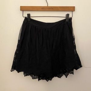 high waisted lace black shorts